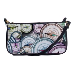 Compass-direction-north-south-east Shoulder Clutch Bag by Sudhe