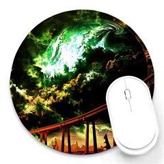 Science-fiction-forward-futuristic Round Mousepads by Sudhe