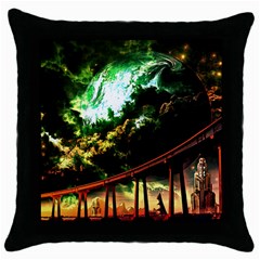 Science-fiction-forward-futuristic Throw Pillow Case (black) by Sudhe