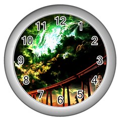 Science-fiction-forward-futuristic Wall Clock (silver) by Sudhe