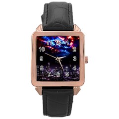 Science-fiction-sci-fi-forward Rose Gold Leather Watch  by Sudhe