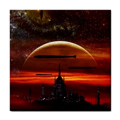 Science-fiction-digital-illustration Tile Coaster by Sudhe