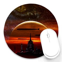 Science-fiction-digital-illustration Round Mousepads by Sudhe