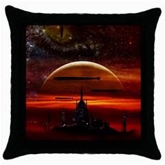 Science-fiction-digital-illustration Throw Pillow Case (black) by Sudhe