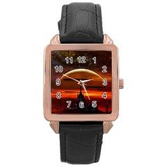 Science-fiction-digital-illustration Rose Gold Leather Watch  by Sudhe