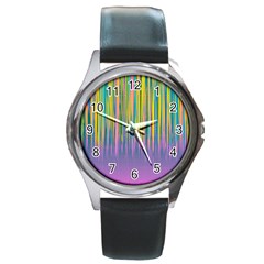 Background-colorful-texture-bright Round Metal Watch