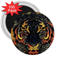 Tiger-predator-abstract-feline 3  Magnets (100 Pack) by Sudhe