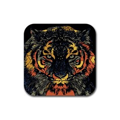 Tiger-predator-abstract-feline Rubber Coaster (square) 