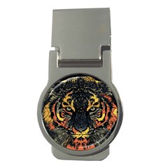 Tiger-predator-abstract-feline Money Clips (round)  by Sudhe