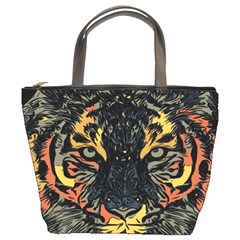 Tiger-predator-abstract-feline Bucket Bag by Sudhe