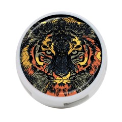 Tiger-predator-abstract-feline 4-port Usb Hub (one Side) by Sudhe