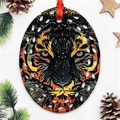 Tiger-predator-abstract-feline Ornament (oval Filigree)