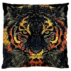 Tiger-predator-abstract-feline Large Cushion Case (one Side) by Sudhe