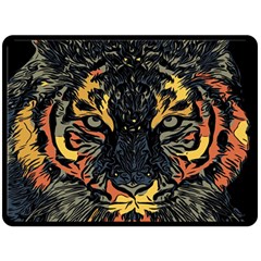 Tiger-predator-abstract-feline Double Sided Fleece Blanket (large)  by Sudhe