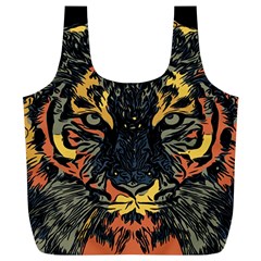 Tiger-predator-abstract-feline Full Print Recycle Bag (xl) by Sudhe