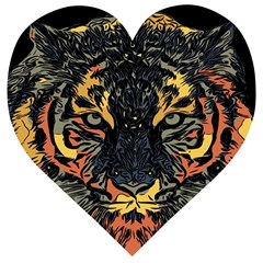 Tiger-predator-abstract-feline Wooden Puzzle Heart by Sudhe