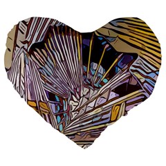 Abstract-drawing-design-modern Large 19  Premium Flano Heart Shape Cushions by Sudhe