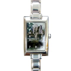 Sea-island-castle-landscape Rectangle Italian Charm Watch by Sudhe