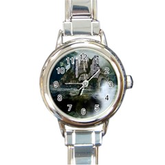 Sea-island-castle-landscape Round Italian Charm Watch by Sudhe