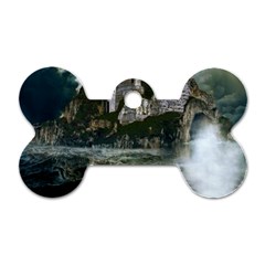 Sea-island-castle-landscape Dog Tag Bone (one Side) by Sudhe