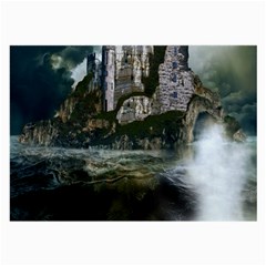 Sea-island-castle-landscape Large Glasses Cloth (2 Sides) by Sudhe