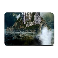 Sea-island-castle-landscape Small Doormat  by Sudhe