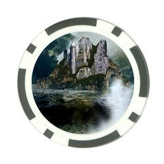 Sea-island-castle-landscape Poker Chip Card Guard by Sudhe