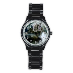 Sea-island-castle-landscape Stainless Steel Round Watch by Sudhe