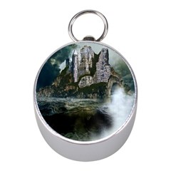 Sea-island-castle-landscape Mini Silver Compasses by Sudhe