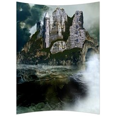 Sea-island-castle-landscape Back Support Cushion by Sudhe