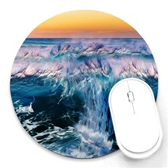 Sea-waves-ocean-water-beach-surf Round Mousepads