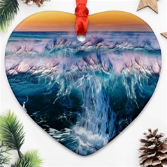 Sea-waves-ocean-water-beach-surf Ornament (heart) by Sudhe