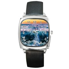 Sea-waves-ocean-water-beach-surf Square Metal Watch