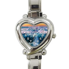 Sea-waves-ocean-water-beach-surf Heart Italian Charm Watch by Sudhe