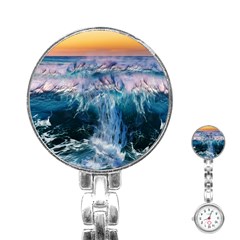 Sea-waves-ocean-water-beach-surf Stainless Steel Nurses Watch