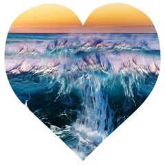 Sea-waves-ocean-water-beach-surf Wooden Puzzle Heart