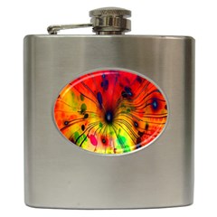 Color-background-structure-lines Hip Flask (6 Oz) by Sudhe