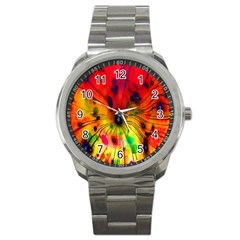 Color-background-structure-lines Sport Metal Watch by Sudhe