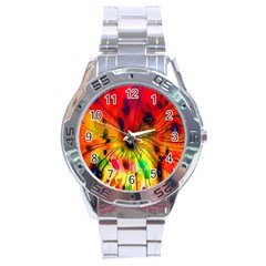 Color-background-structure-lines Stainless Steel Analogue Watch by Sudhe