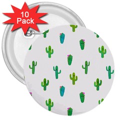 Funny Cacti With Muzzles 3  Buttons (10 Pack)  by SychEva