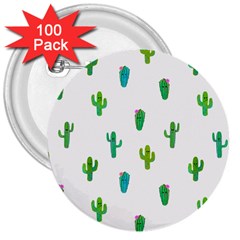 Funny Cacti With Muzzles 3  Buttons (100 Pack)  by SychEva