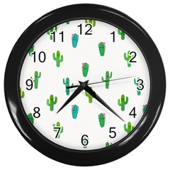 Funny Cacti With Muzzles Wall Clock (black) by SychEva