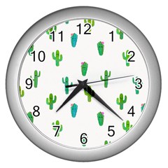 Funny Cacti With Muzzles Wall Clock (silver) by SychEva