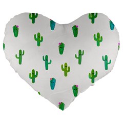 Funny Cacti With Muzzles Large 19  Premium Heart Shape Cushions by SychEva