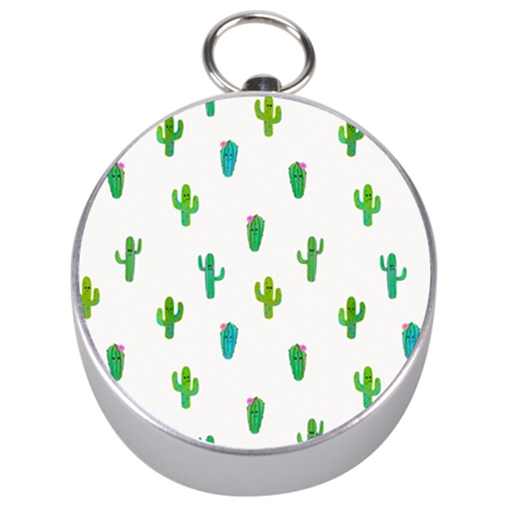 Funny Cacti With Muzzles Silver Compasses