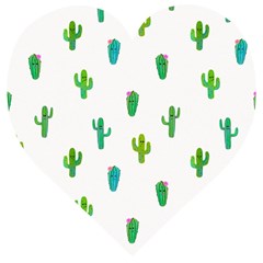 Funny Cacti With Muzzles Wooden Puzzle Heart by SychEva