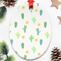 Green Cacti With Sun Ornament (oval) by SychEva