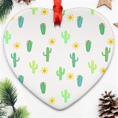 Green Cacti With Sun Ornament (heart) by SychEva