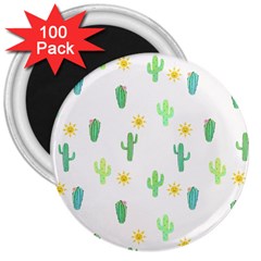 Green Cacti With Sun 3  Magnets (100 Pack) by SychEva