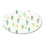 Green Cacti With Sun Oval Magnet Front